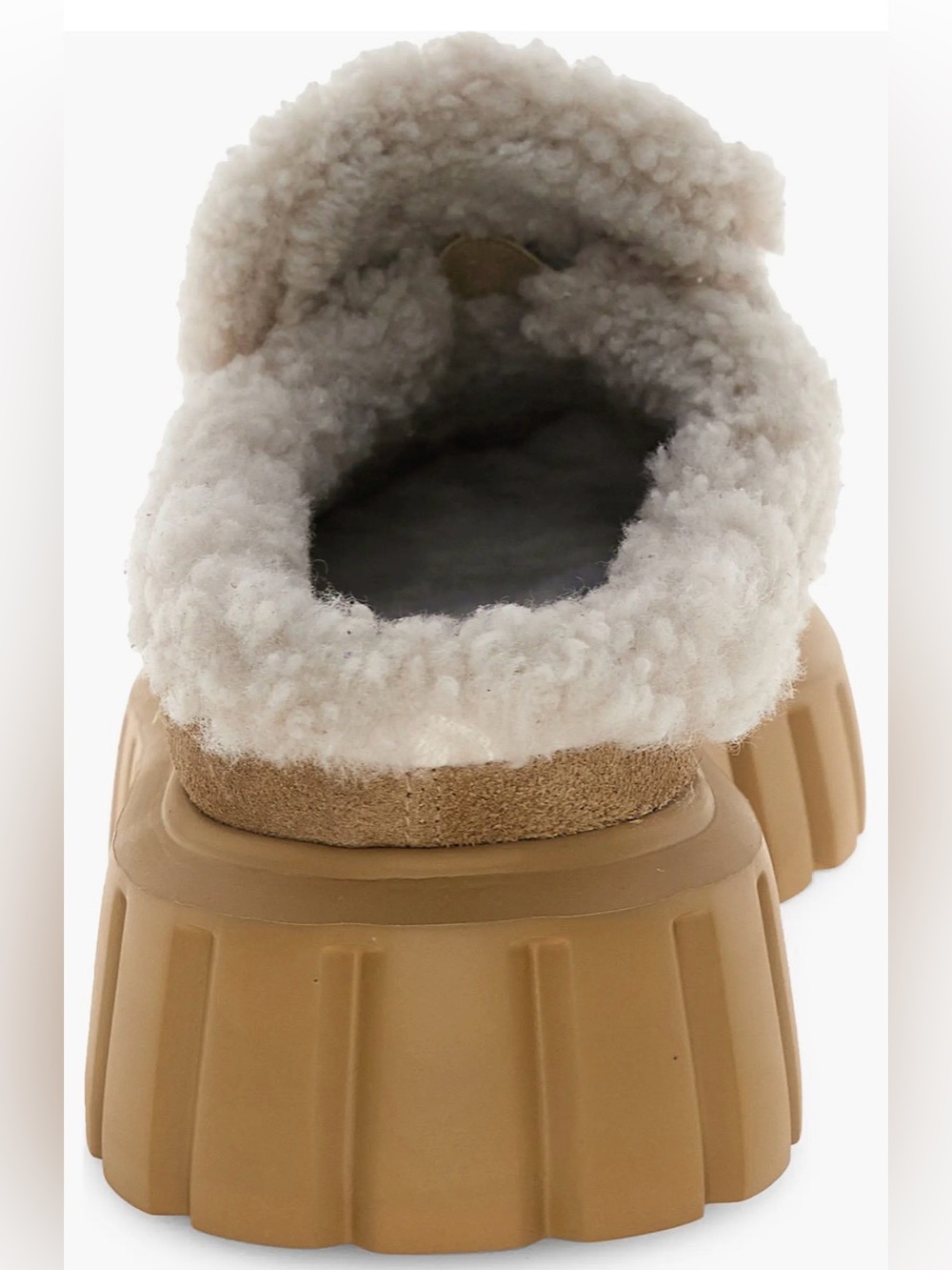 NWT VOILE BLANCHE Grenelle Genuine Shearling Platform Mule in Light Brown-Beige - Picture 6 of 16